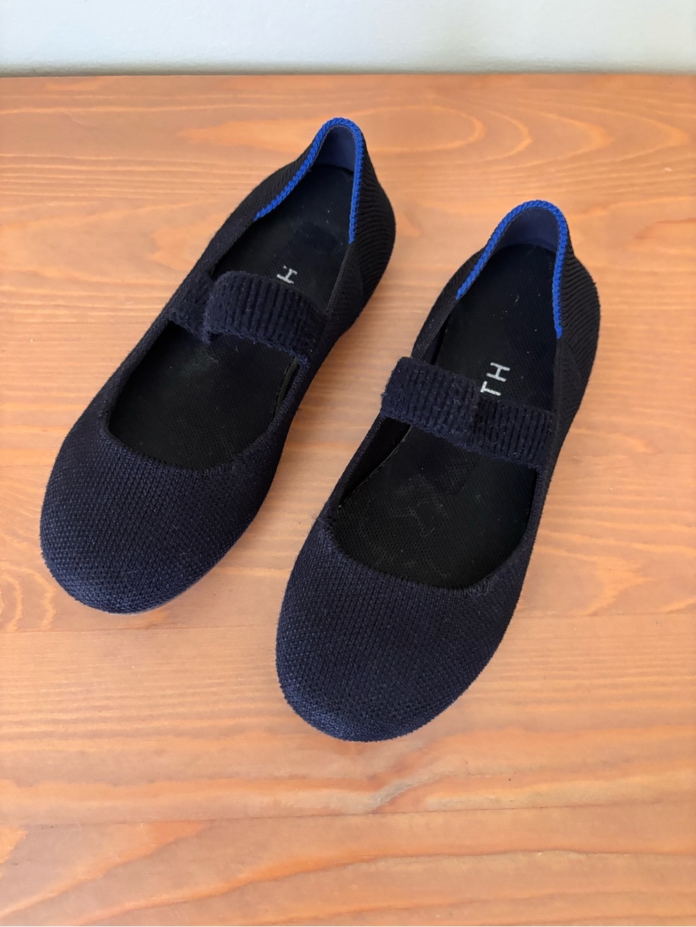 Rothy's Kids Black Knit Mary Jane with Blue Trim Girls Size 12 Little Kid - Picture 2 of 6
